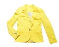 Classic female jacket isolated. Women`s office classic yellow suit jackets isolated on white background