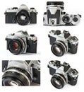 Classic film SLR camera collage Royalty Free Stock Photo