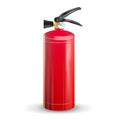 Classic Fire Extinguisher Vector. Metal Glossiness 3D Realistic Red Fire Extinguisher Isolated Illustration