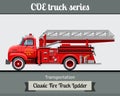 Classic fire truck ladder side view