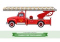 Classic fire truck ladder side view Royalty Free Stock Photo