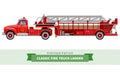 Classic fire truck ladder side view Royalty Free Stock Photo