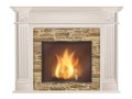 Classic fireplace with natural stone and furnace