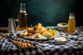 Classic Fish and Chips with Tartar Sauce and Lemon Slices