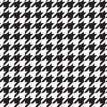 Classic flat abstract black and white traditional four pointed hounds tooth check textile pattern