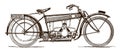 Classic flat twin engine motorcycle in side view