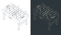 Classic foosball table isometric blueprint