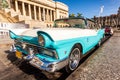 Classic Ford Fairlane at the Capitol of Havana Royalty Free Stock Photo