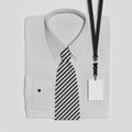 Classic formal shirt and bow tie with blank lanyard and badge. 3d rendering. Royalty Free Stock Photo