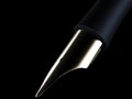 Classic fountain pen on black background. 3d rendering illustration. Fountain pen closeup. Royalty Free Stock Photo