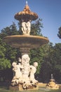 Classic fountain in the Retiro park , Madrid Spain Royalty Free Stock Photo