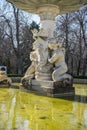 Classic fountain in the Retiro park , Madrid Spain Royalty Free Stock Photo
