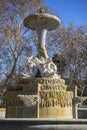 Classic fountain in the Retiro park , Madrid Spain Royalty Free Stock Photo
