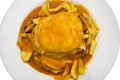 A classic francesinha portuguese sandwich served in Porto, Portugal Royalty Free Stock Photo