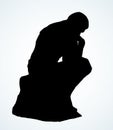 The statue the Thinker. Vector drawing Royalty Free Stock Photo