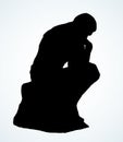 The statue the Thinker. Vector drawing