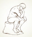 The statue the Thinker. Vector drawing