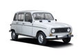 Classic French car Renault 4 on white