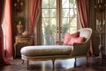 classic french-style chaise lounge in a vintage room Royalty Free Stock Photo