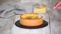 Classic French Sweet Flan Patissier. Slice Of Flan Patissier.
