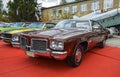 Classic full-size american model 70s Oldsmobile Delta 88 Custom 1971 presented on exhibition of retro cars in Kyiv