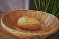 Classic German Breakfast Bun or Brotchen in a wicker basket. Royalty Free Stock Photo