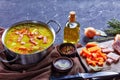 Classic german split pea stew with ingredients Royalty Free Stock Photo