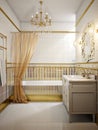 Classic Gold Modern Bathroom Interior Design Royalty Free Stock Photo