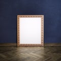 Classic Golden Frame In Gallerry Interior (Navy Blue Version) Royalty Free Stock Photo