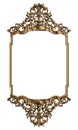 Classic golden frame with ornament decor isolated on white background