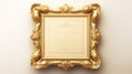 Classic golden frame with ornament on white background. 3d illustration Royalty Free Stock Photo