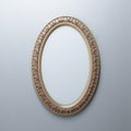 Classic Golden Frame On White Wall (Oval Vertical Version)