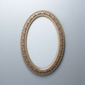 Classic Golden Frame On White Wall (Oval Vertical Version) Royalty Free Stock Photo
