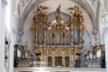 Pipe organ in the interior of a Christian church