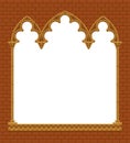 Classic gothic architectural decorative frame on red brick wall