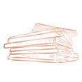 Classic Gradient Brown Hand Draw Sketch stack of Book, Low Angle Perspective