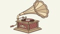 Classic Gramophone with Floral and Geometric Patterns, vector design Generative AI Royalty Free Stock Photo