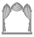 Classic gray gothic architectural decorative frame with curtain