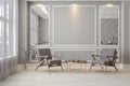 Classic gray modern interior empty room with lounge armchairs
