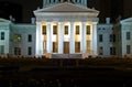 Classic Greek columns at night