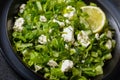 Classic Greek green lettuce salad with feta cheese