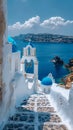 Classic Greek Island Architecture with Whitewashed Walls and Blue Domes Royalty Free Stock Photo