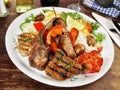 Classic Greek Meat Plate with Rice Royalty Free Stock Photo