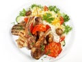 Fine Meat - Classic Greek Meat Plate with Rice Royalty Free Stock Photo