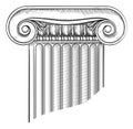 Classic Greek Roman Column Ionic Pillar Woodcut Royalty Free Stock Photo