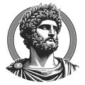 Classic Greek statue engraving raster illustration