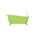 Classic green bathtub isolated on white background. Bath time in flat style Royalty Free Stock Photo