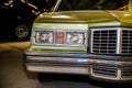 Classic green car close up. vintage