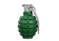 Classic green fragmentation hand grenade isolated on black studio background powerful explosive device Royalty Free Stock Photo