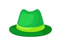 Classic green hat for men. Vector illustration on white background.